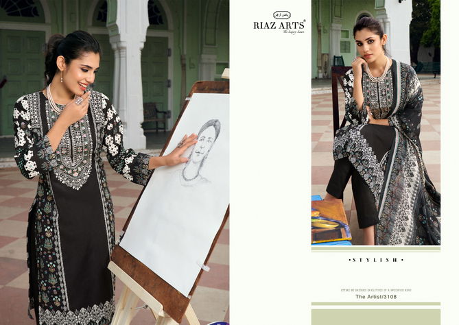 The Artist By Riaz Arts Printed Lawn Karachi Cotton Dress Material Wholesale Shop In Surat
